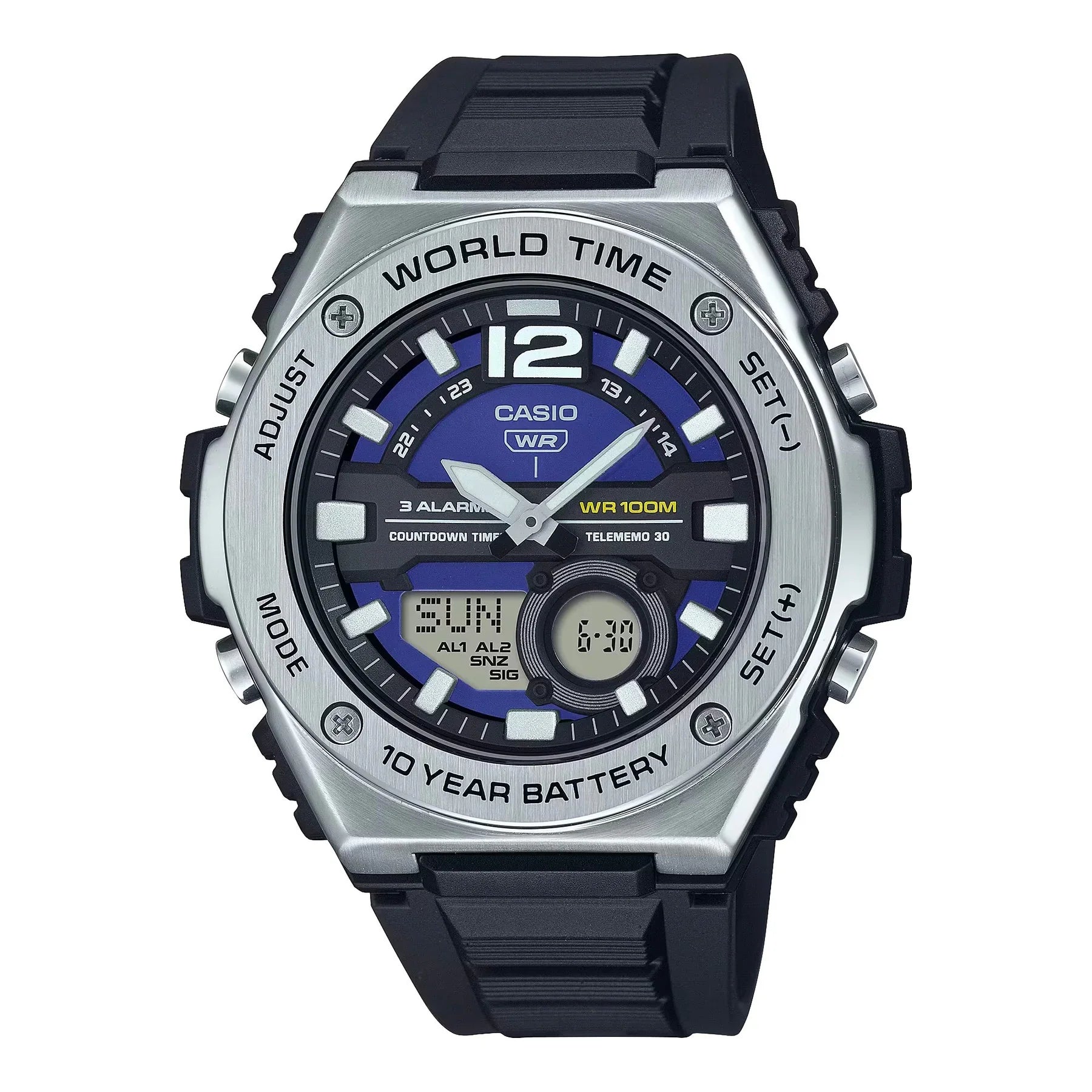 Casio Metal-Clad Dual Digital Analogue Watch MWQ100-2A