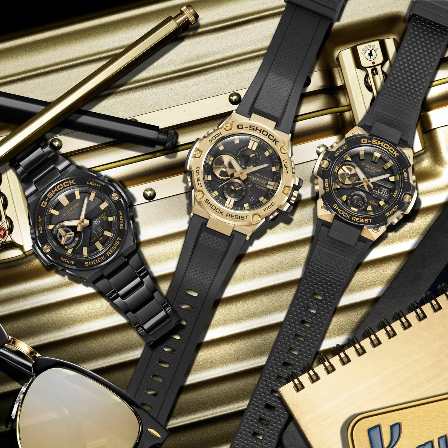 G Shock G Steel Black Analogue GSTB500BD 1A9 GST B500BD 1A9