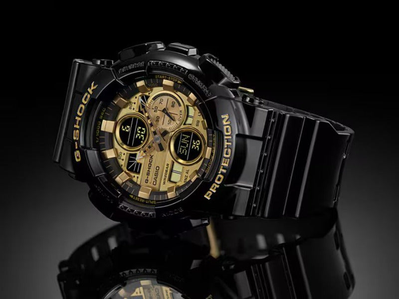 G-Shock Digital & Analogue Watch Black and Gold Series GA140GB-1A1 / GA-140GB-1A1
