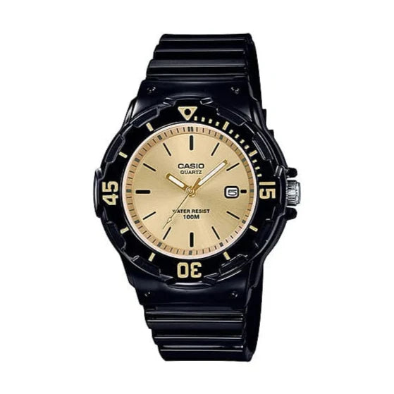 Casio Ladies Black and Gold Analogue LRW200H-9E/LRW-200H-9EV